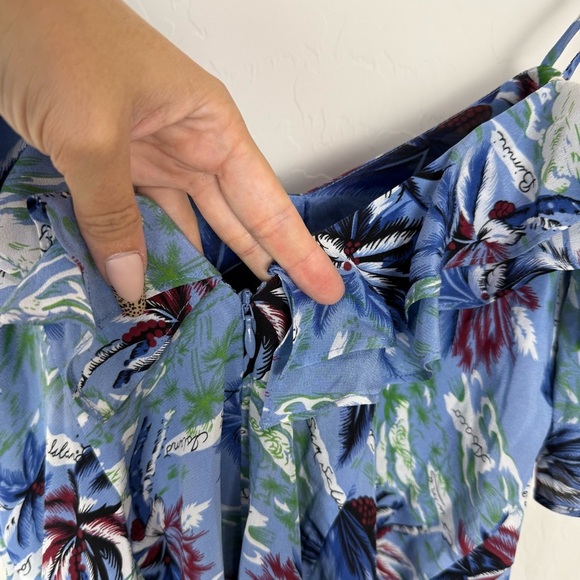 The Kooples Blue Printed Sleeveless One-Shoulder Romper - Picture 14 of 15